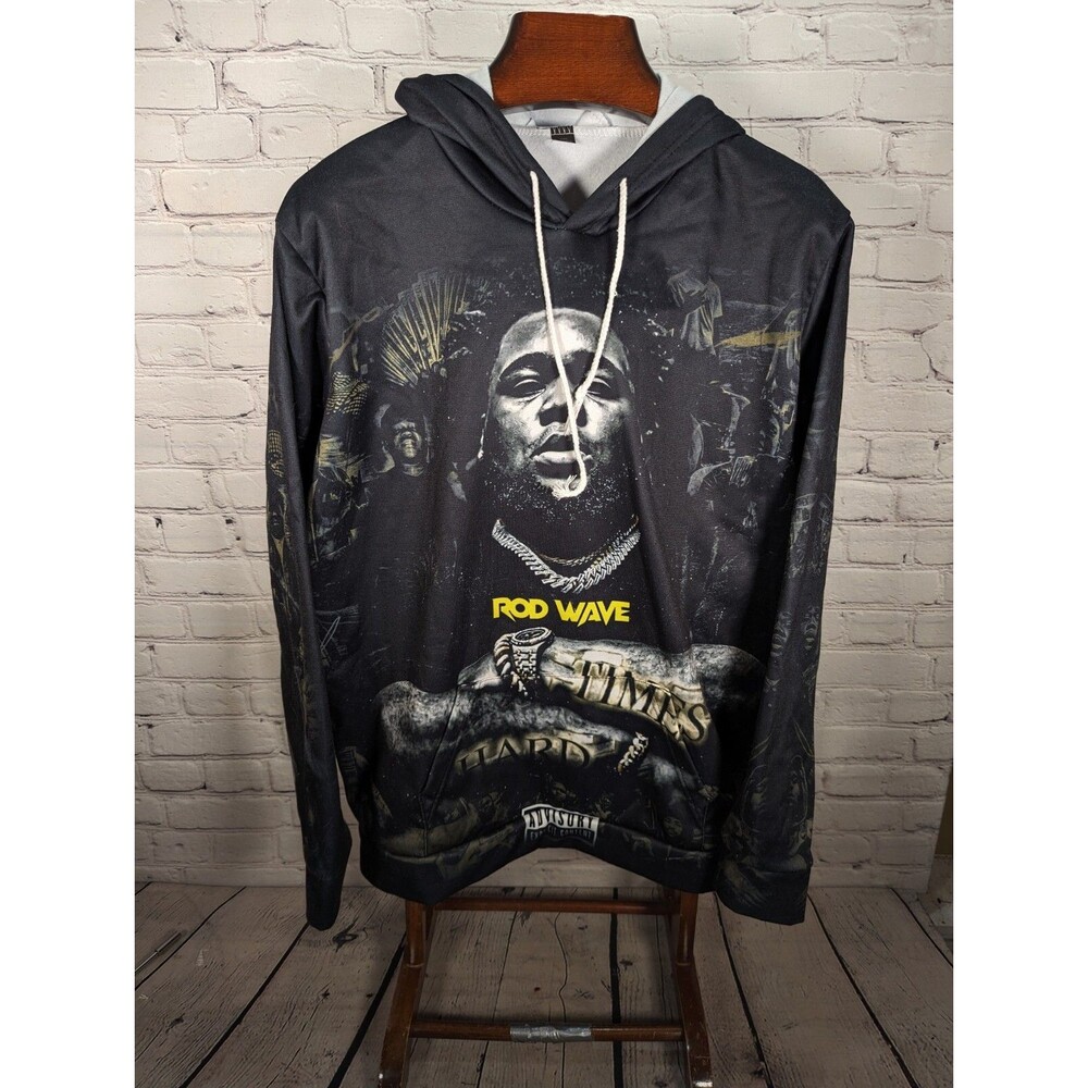 Rod Wave Hard Times Pullover Hoodie Unisex 2XL - WRAP AROUND GRAPHICS